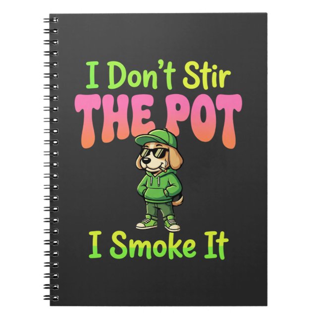 Lustiger Pot-Rauchender Hund Stoner Notizblock (Vorderseite)