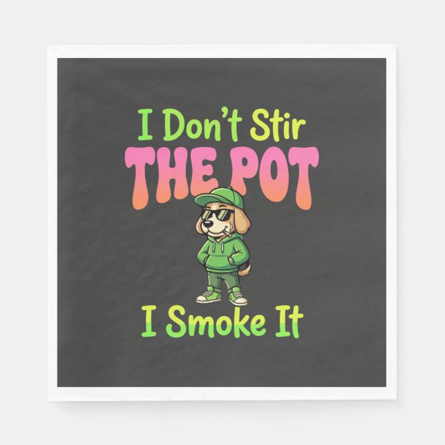 Lustiger Pot-Rauchender Hund Stoner Serviette (Vorderseite)