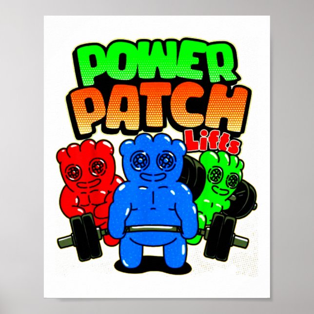 Lustiger Power-Patch hebt Gewichtheben Bodybuildin Poster (Vorne)
