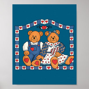 Lustiger Preppy-90er-Rahmen Teddybär Poster