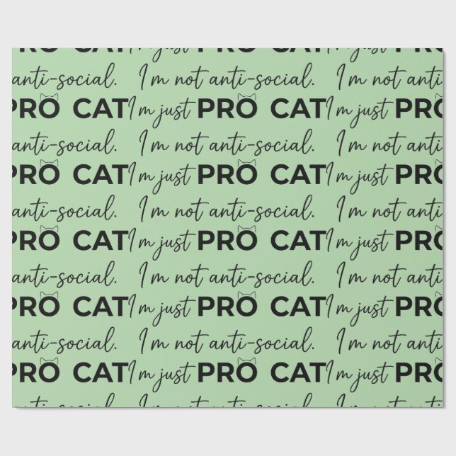 Lustiger Pro-Katze Anti-Sozial Introvertiert  Geschenkpapier (Flach)