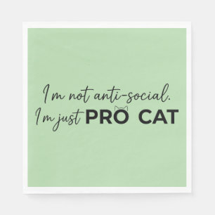 Lustiger Pro-Katze Anti-Sozial Introvertiert Serviette