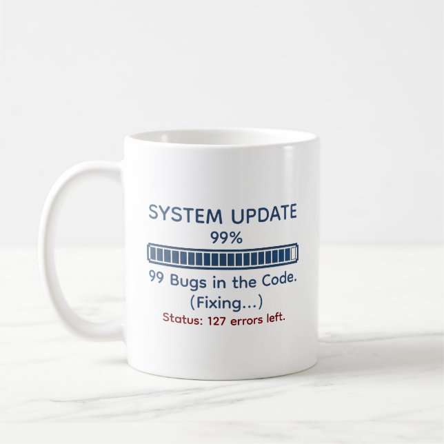 Lustiger Programmierer beim Coden Kaffeetasse (Links)