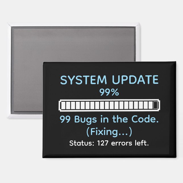 Lustiger Programmierer beim Coden Magnet (Vorderseite/Rückseite)