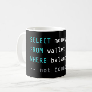 Lustiger Programmierer machte SQL-Code-Geek-Witz Kaffeetasse
