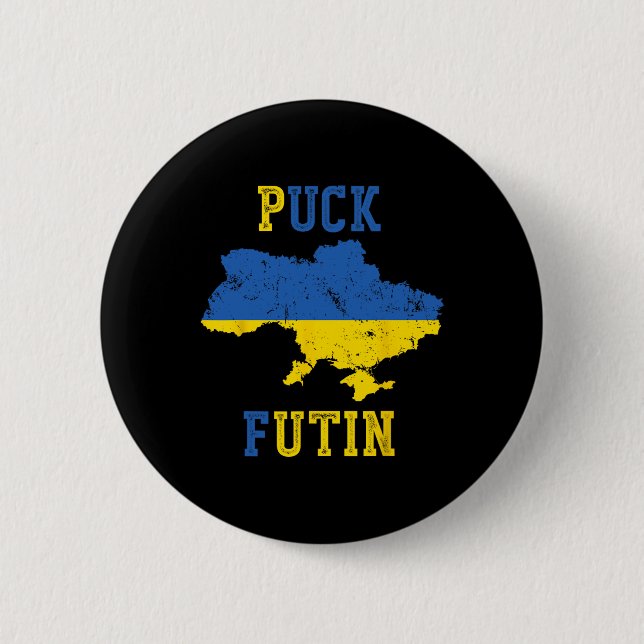 Lustiger Puck Futin Ich stehe mit der Ukraine Frie Button (Vorderseite)