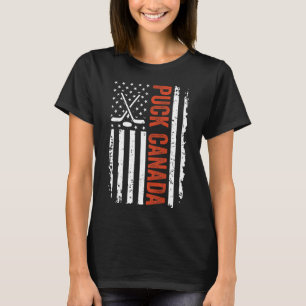 Lustiger Puck Kanada USA Hockey Vintage Amerikanis T-Shirt