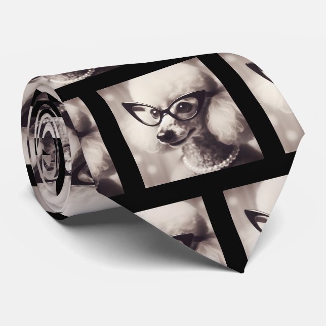 Lustiger Pudel mit Brille Nerd-Halstuch Krawatte (Gerollt)