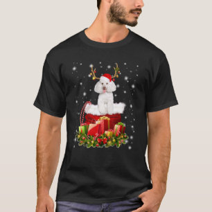Lustiger Pudel Rentier In Santa Sack Box Dekor Ko T-Shirt