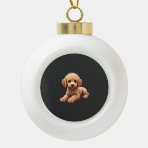 Lustiger Pudel Tierliebhaber Hunde Grafik Süßer Hu Keramik Kugel-Ornament