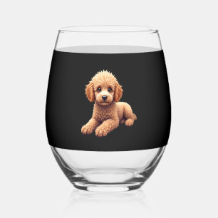 Lustiger Pudel Tierliebhaber Hunde Grafik Süßer Hu Weinglas Ohne Stiel