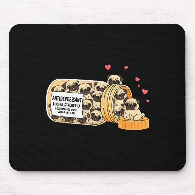 Lustiger Pug Antidepressivum Mama Papa Kinder  Mousepad (Vorne)