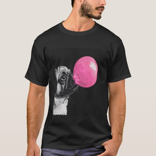 Lustiger Pug-Bubble-Gum-Hund T-Shirt (Vorderseite)