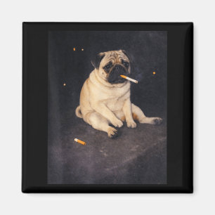 Lustiger Pug, der Meme-Zigarette raucht, Hund Meme Magnet