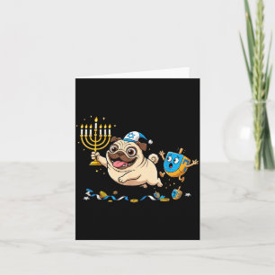 Lustiger Pug Dreidel Menorah Chanukka Kinder Damen Karte