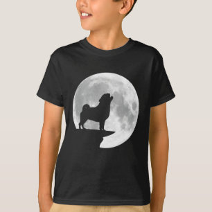 Lustiger Pug Heult Vollmond Halloween T-Shirt