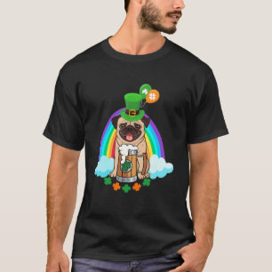 Lustiger Pug-Hund trinkt Bier Regenbogen St. Patri T-Shirt