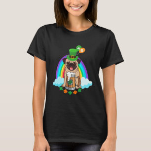 Lustiger Pug-Hund trinkt Bier Regenbogen St. Patri T-Shirt