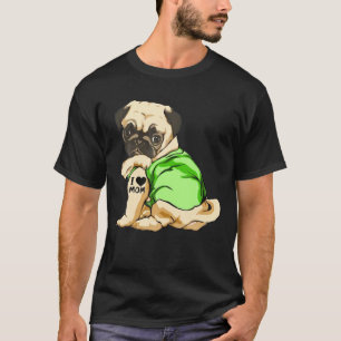 Lustiger Pug Ich Liebe Mama Tätowierter Hund Mutte T-Shirt