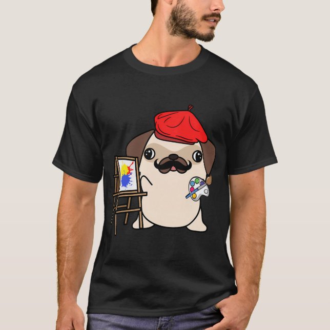 Lustiger Pug ist ein Maler T-Shirt (Vorderseite)