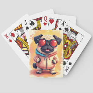 Lustiger Pug Kawaii Hund Spielkarten