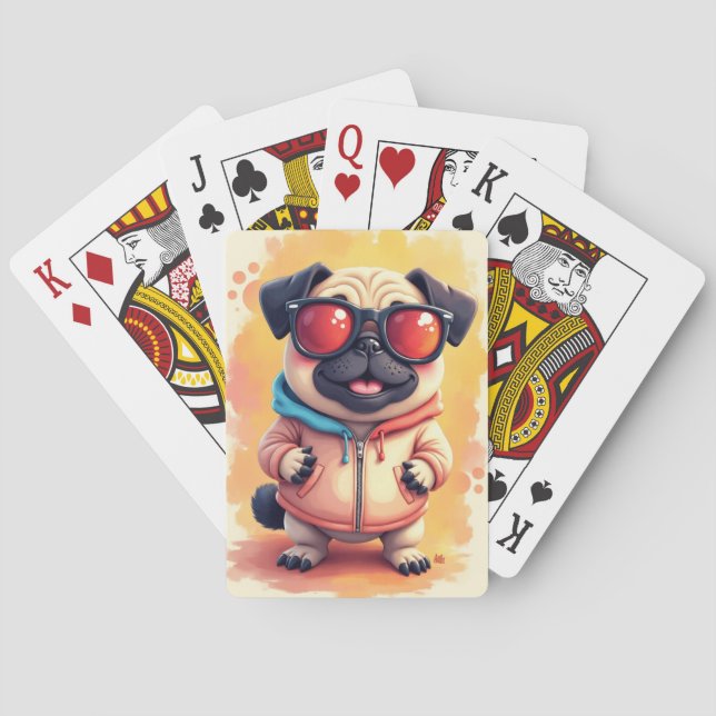 Lustiger Pug Kawaii Hund Spielkarten (Rückseite)