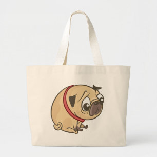 Lustiger Pug-Mama-Süßer Welpe-Hund-Vater-Cartoon-H Jumbo Stoffbeutel