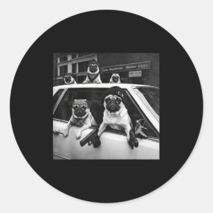 Lustiger Pug-Meme Pug Gangster Hund Straßenstyle Runder Aufkleber