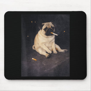 Lustiger Pug raucht Meme-Zigarette Hund Meme Straß Mousepad