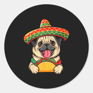 Lustiger Pug-Taco-Pug, lustiger Hundeliebhaber Cin Runder Aufkleber
