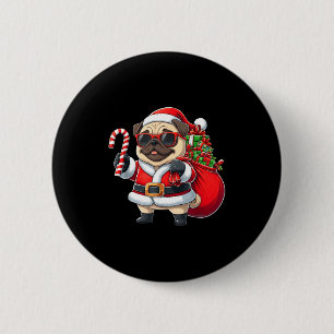 Lustiger Pug Weihnachten Santa Outfit Xmas Mama Pa Button