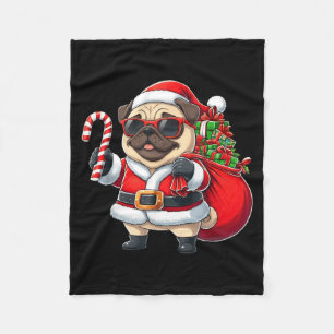 Lustiger Pug Weihnachten Santa Outfit Xmas Mama Pa Fleecedecke