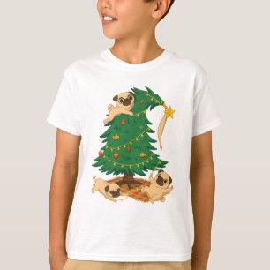 Lustiger Pug-Weihnachtsbaum-Chaos-Geschenk T-Shirt