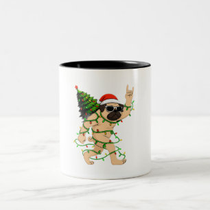 Lustiger Pug Weihnachtsbaum – Süße Xmas Zweifarbige Tasse