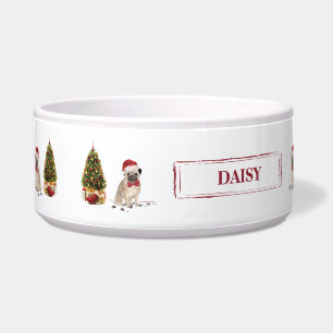 Lustiger Pug-Weihnachtshund mit Baum Napf