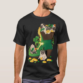 Lustiger Pug-Welpe St. Patricks Day Shamrock Irisc T-Shirt
