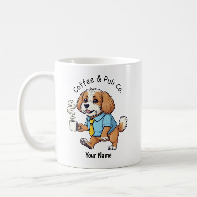 Lustiger Puli-Hund-Geschäftsanzug-Kaffee  Kaffeetasse (Links)