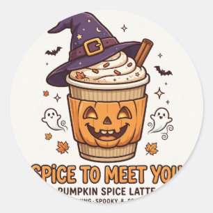 Lustiger Pumpkin Spice Latte Halloween Aufkleber