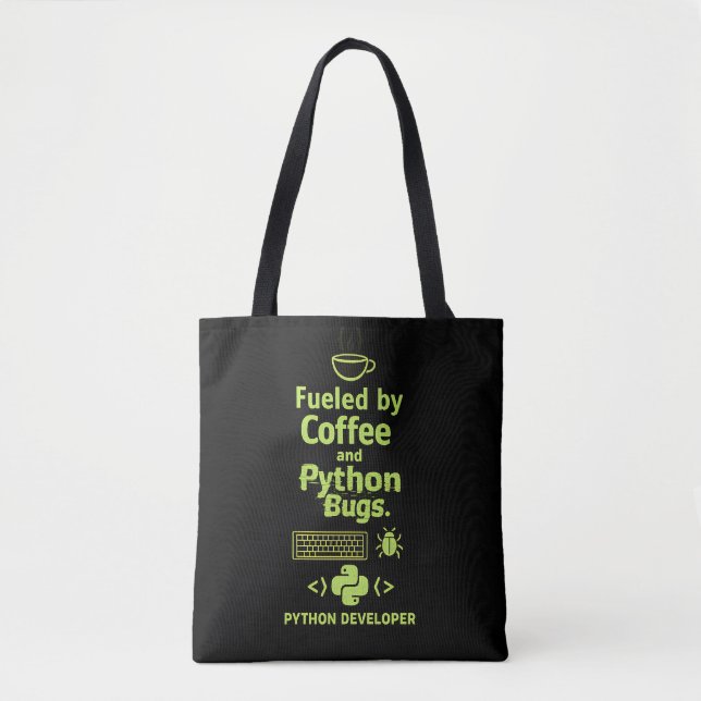 Lustiger Python-Entwickler – Angetrieben von Coffe (Vorderseite)