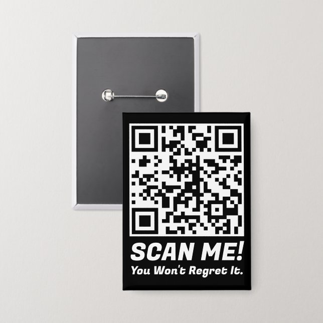 Lustiger QR-Scan mich! Lustiger Bedauern-Witz  Button (Vorderseite/Rückseite)
