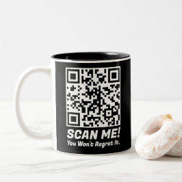 Lustiger QR-Scan mich! Lustiger Bedauern-Witz  Zweifarbige Tasse