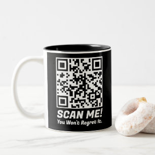 Lustiger QR-Scan mich! Lustiger Bedauern-Witz  Zweifarbige Tasse