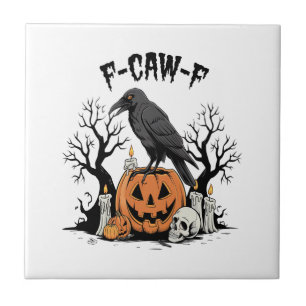 Lustiger Rabe, F-Caw-F, Totenkopf Rabe, Gothic Krä Fliese
