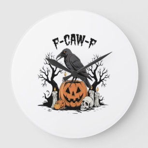 Lustiger Rabe, F-Caw-F, Totenkopf-Rabe, Gothic-Krä Große Wanduhr