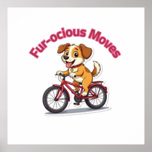 **Lustiger Radfahrender Hund – Süßer Hund Auf Eine Poster