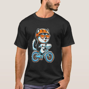 Lustiger Radfahrer Fahrrad Husky Hund T-Shirt