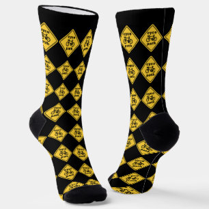 Lustiger Radwegschild für Radfahrer-Fans Socken