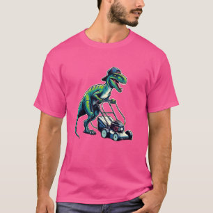 Lustiger Rasenmäher Velociraptor Dinosaurier Rasen T-Shirt