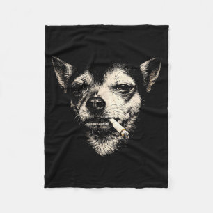 Lustiger rauchender Chihuahua Vintage Y2K Grunge H Fleecedecke