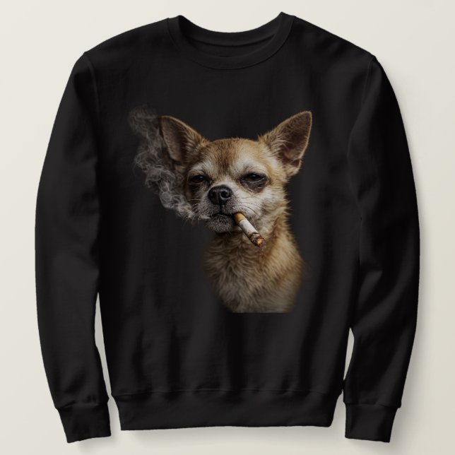 Lustiger rauchender Chihuahua — Vintage Y2K Grunge Sweatshirt (Design vorne)
